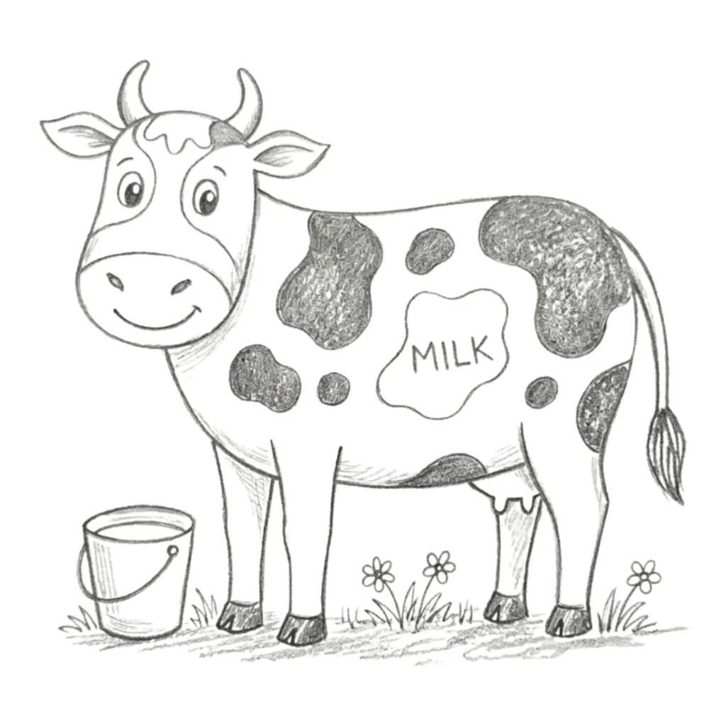 milk cow drawing