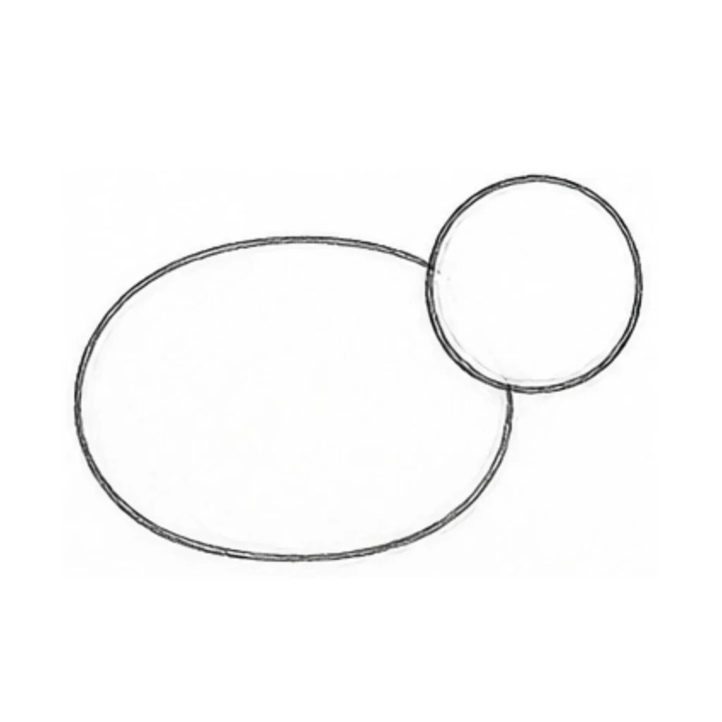 step 2 draw a smaller circle for the head
