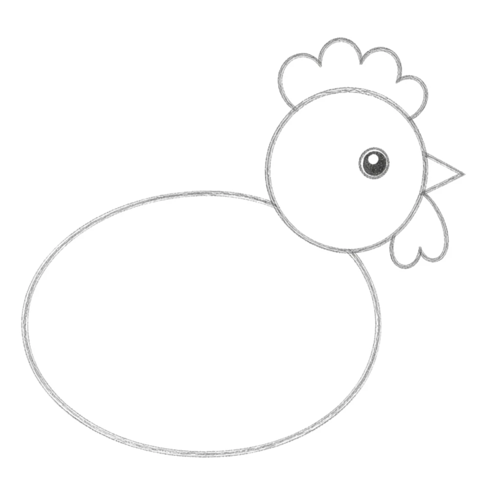 step 3 draw the comb and wattle