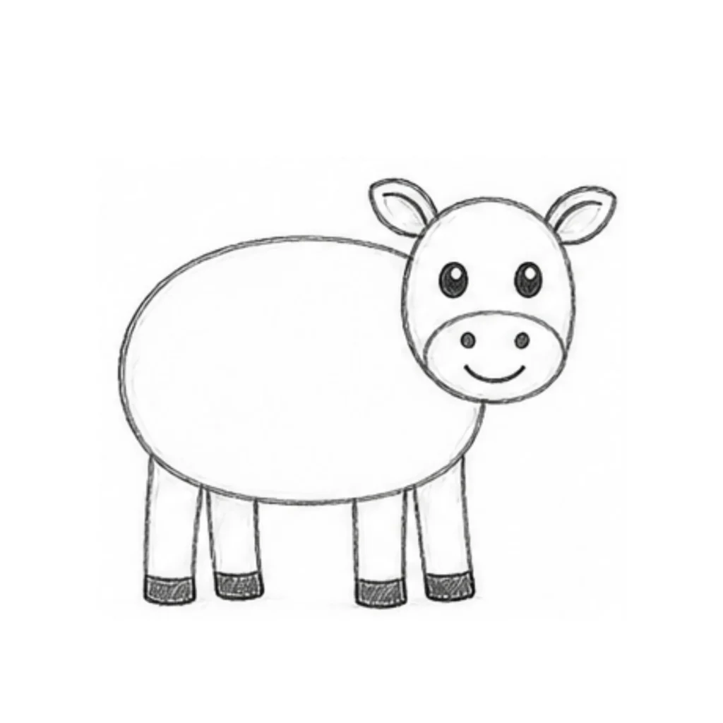 step 5 draw four legs under the body