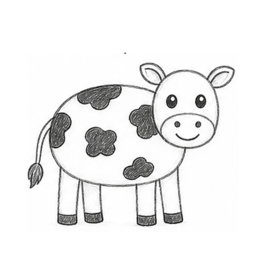 step 7 draw fun spots on the cow’s body