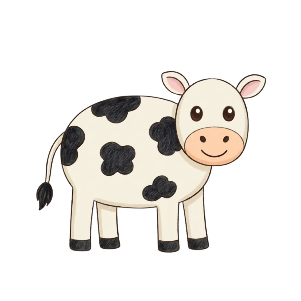 step 8 color your cow and make it look happy!