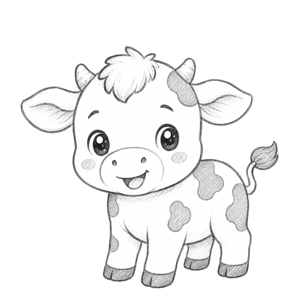 baby cow drawing