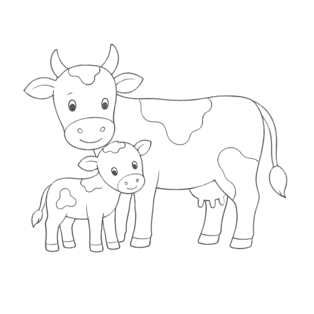 cow and calf drawing