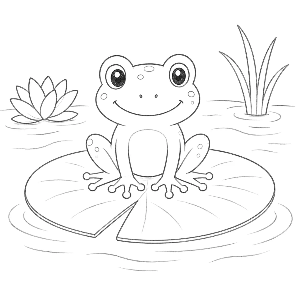frog in lily pond