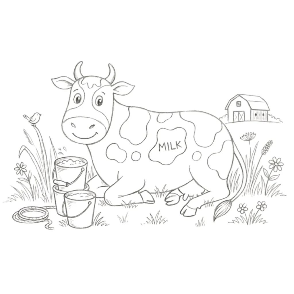 realistic cow drawing