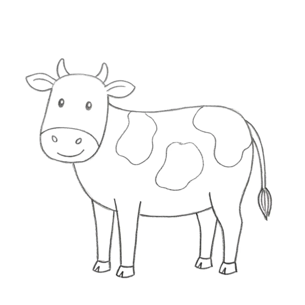 standing cow drawing
