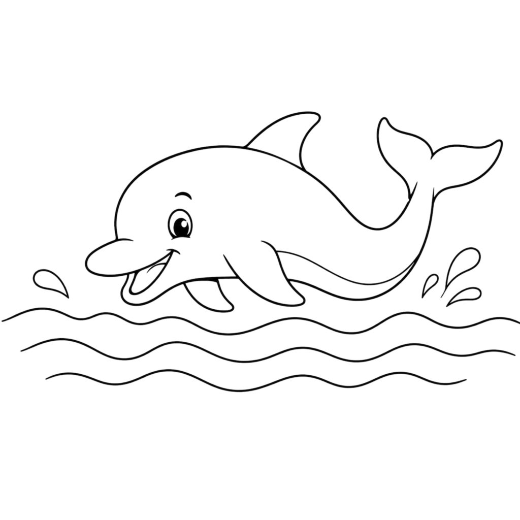 Dolphin in water drawing