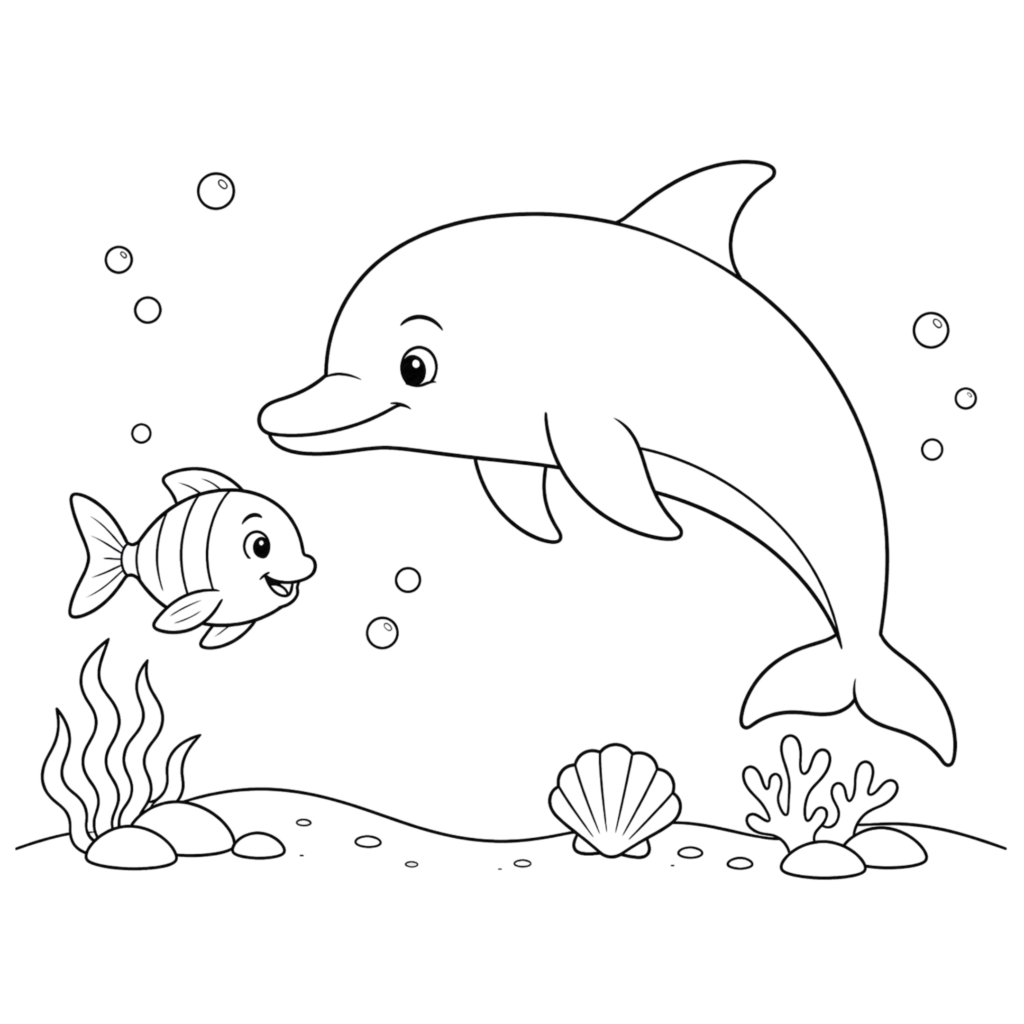 Dolphin with fish drawing