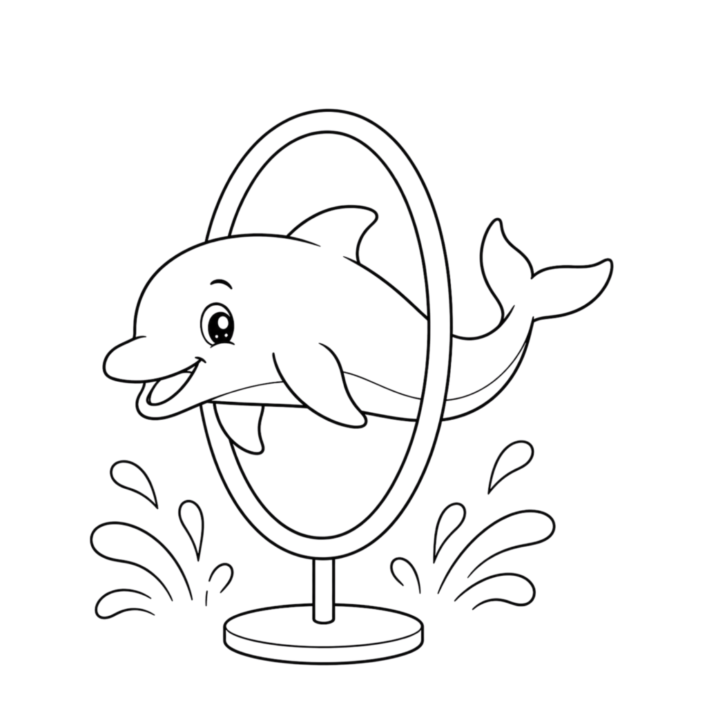 Dolphin in a ring drawing