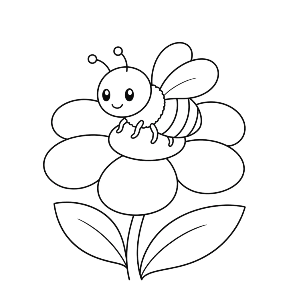 Bee on flower drawing