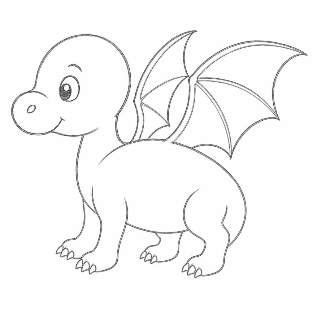 Step 4: Draw the legs and feets