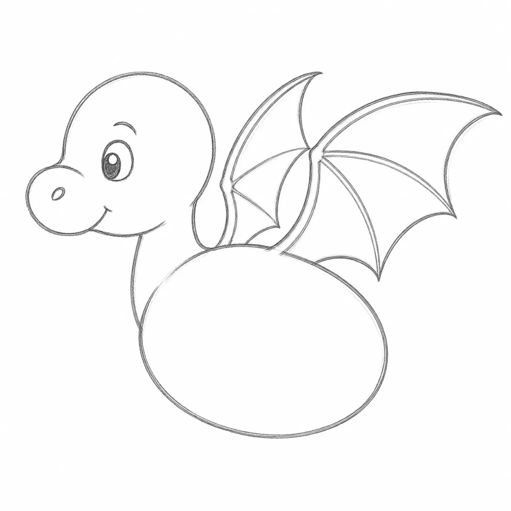 Step 3: Draw the dragon's wings