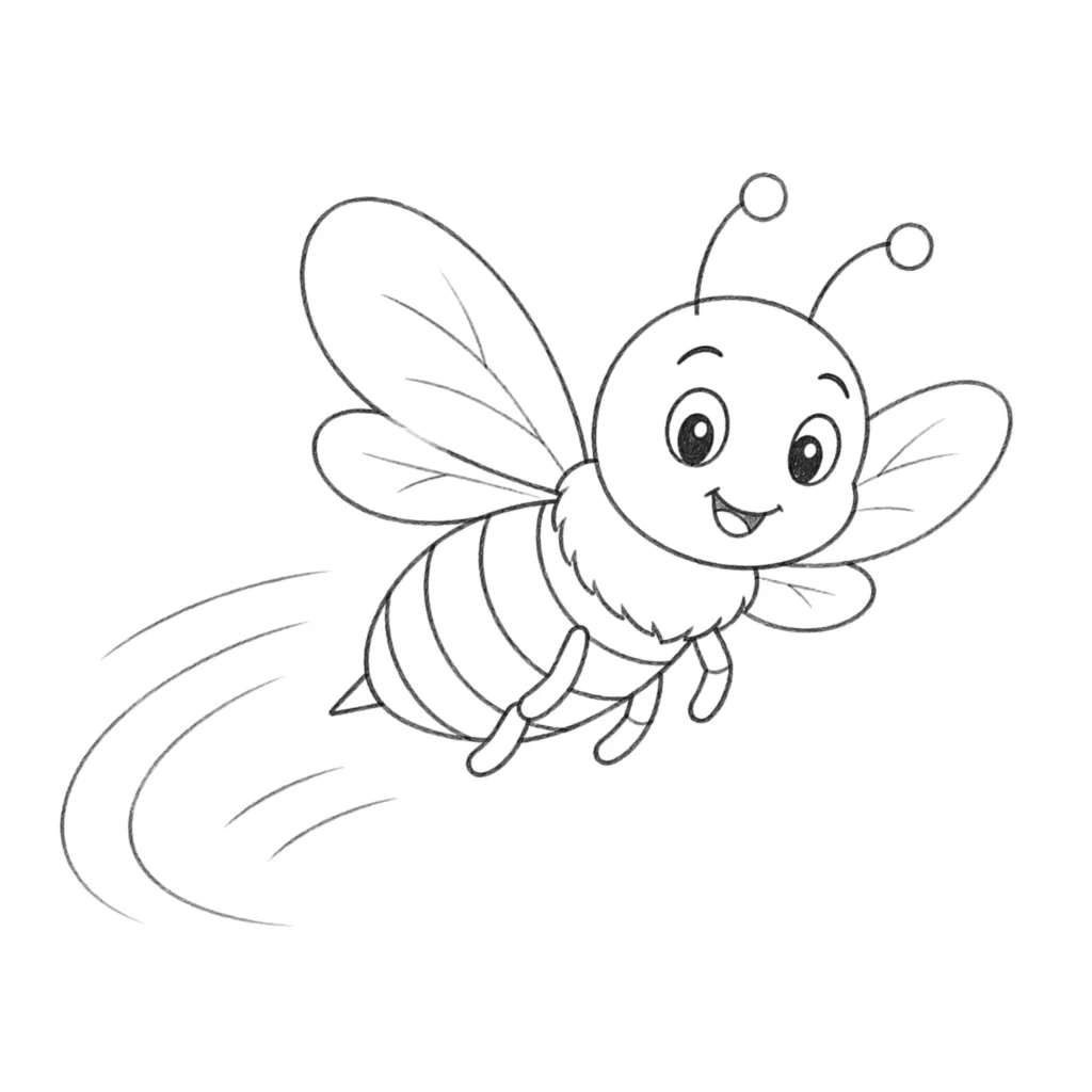Flying bee drawing