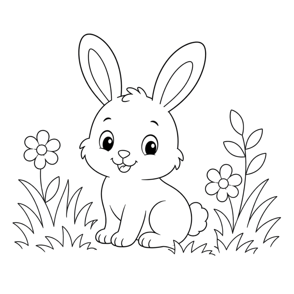 Rabbit in grass drawing