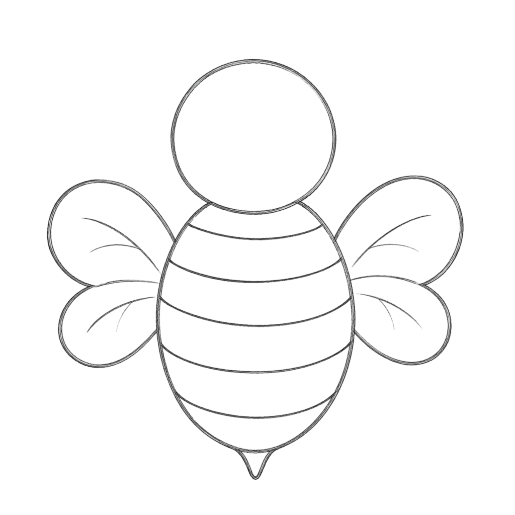 Step 3_ Draw the Cute Bee’s Wings